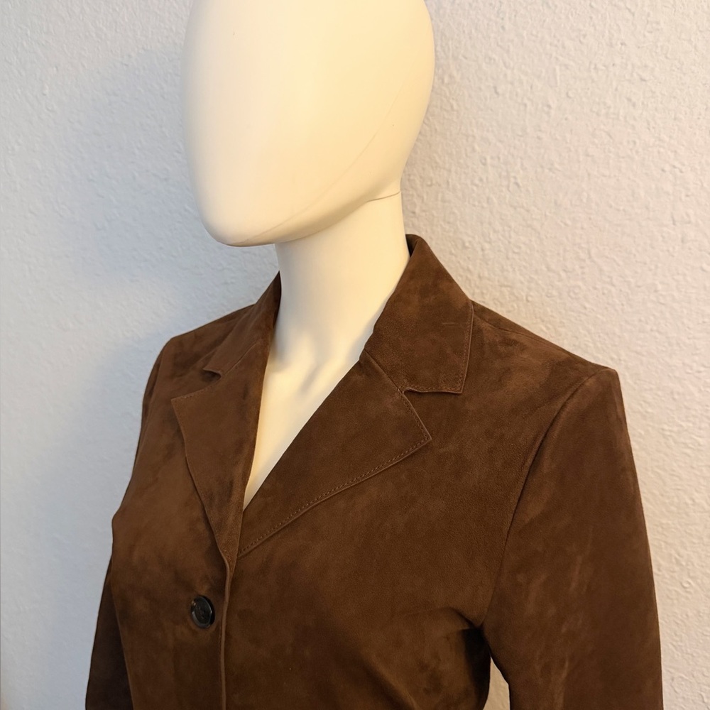 NWT JASON WU Brown Suede Button-Front Jacket Classic Tailored Fit Blazer - Picture 4 of 16